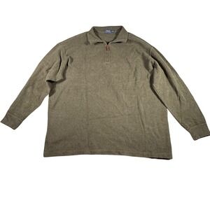 Polo Ralph Lauren Quarter Zip Pullover Mens 2XB Olive Green Cotton Pony Logo